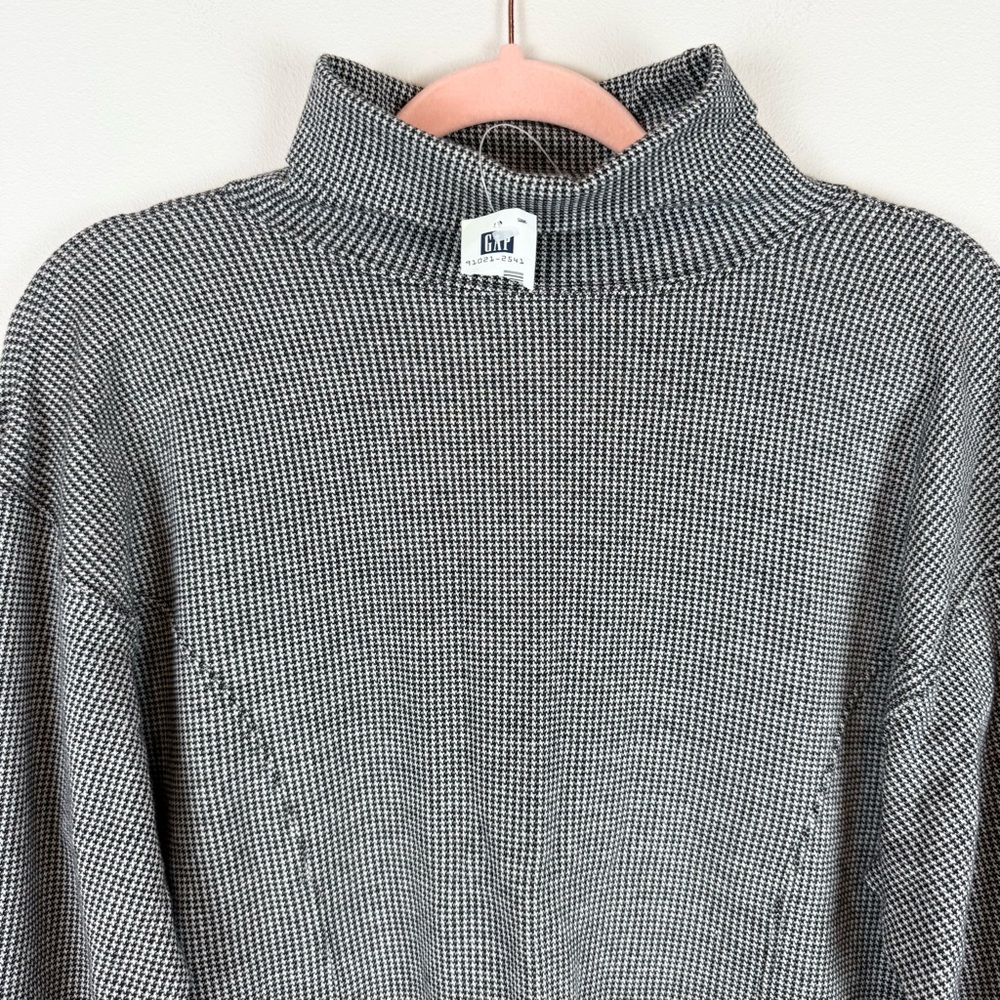 NWT Vintage Gap Houndstooth Turtleneck Long Sleeve Cotton Top Shirt‎ Size Large - Picture 6 of 9